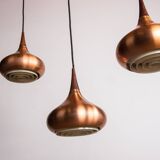 Triple Danish pendant light in metal and Rosewood, Orient model, Jo Hammerborg for Fog & Morup.