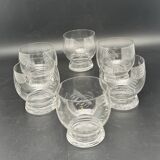 Service à boissons carafe et ses 6 verres en verre fin ciselé