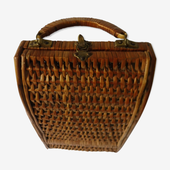 Vintage wicker bottle holder basket