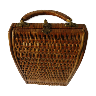 Vintage wicker bottle holder basket