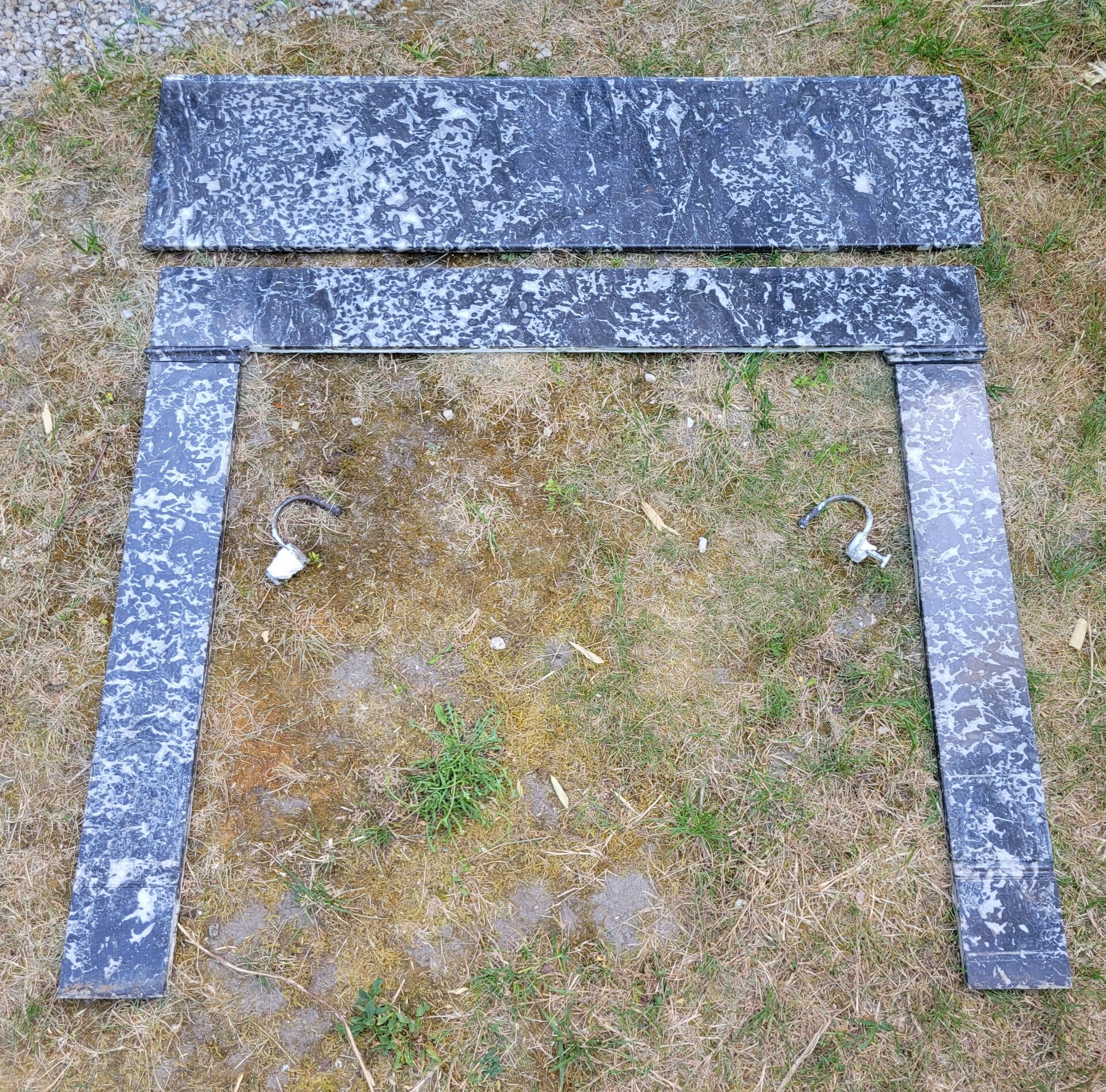 Grey marble fireplace