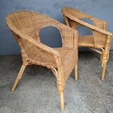 Pair of vintage rattan armchairs