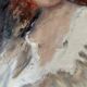 Tableau pastel signé portrait femme rousse
