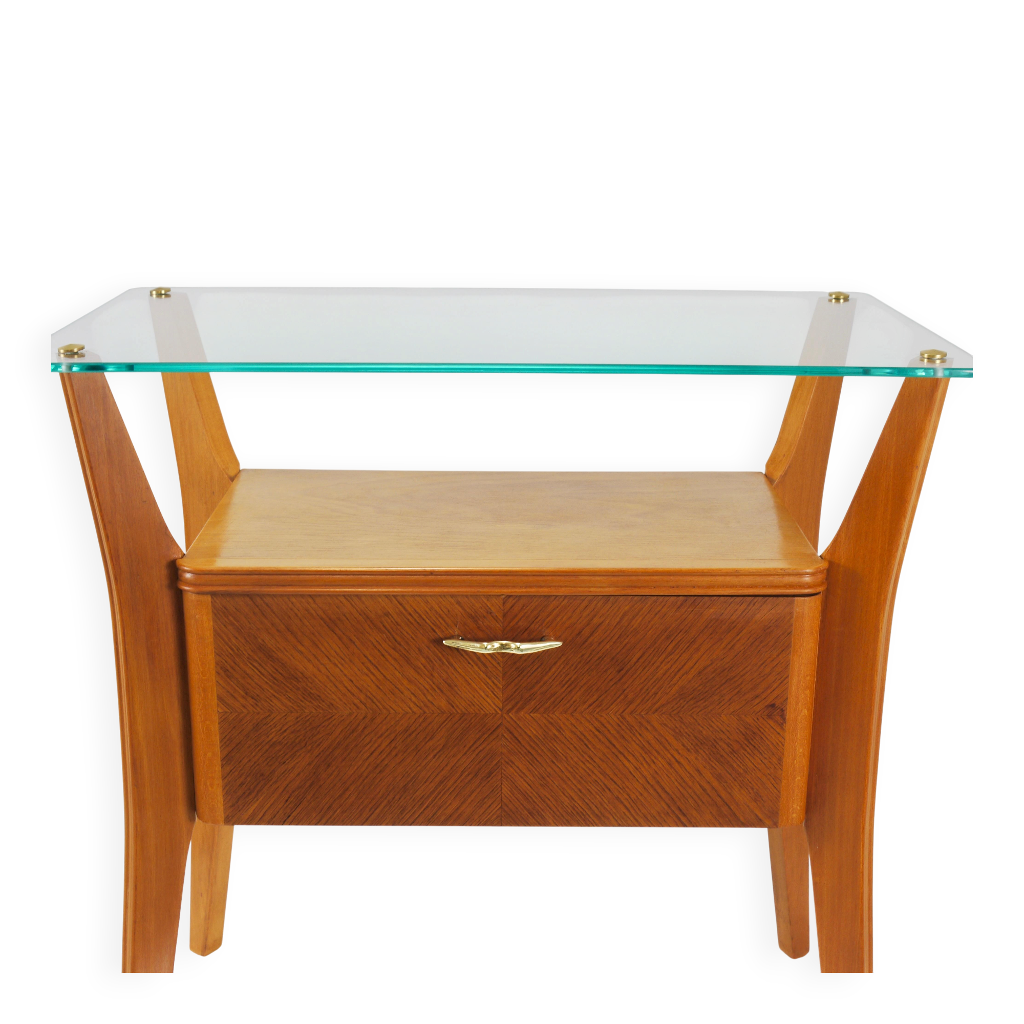 Gio Ponti bedside table in maple and walnut, La Permanente Mobili Cantù, 1940s