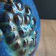 Vintage Blue Stoneware Jug with Grape Cluster Pattern, Ceramic Vase
