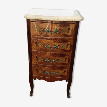 Dresser chiffon marquetry style louis xv marble top