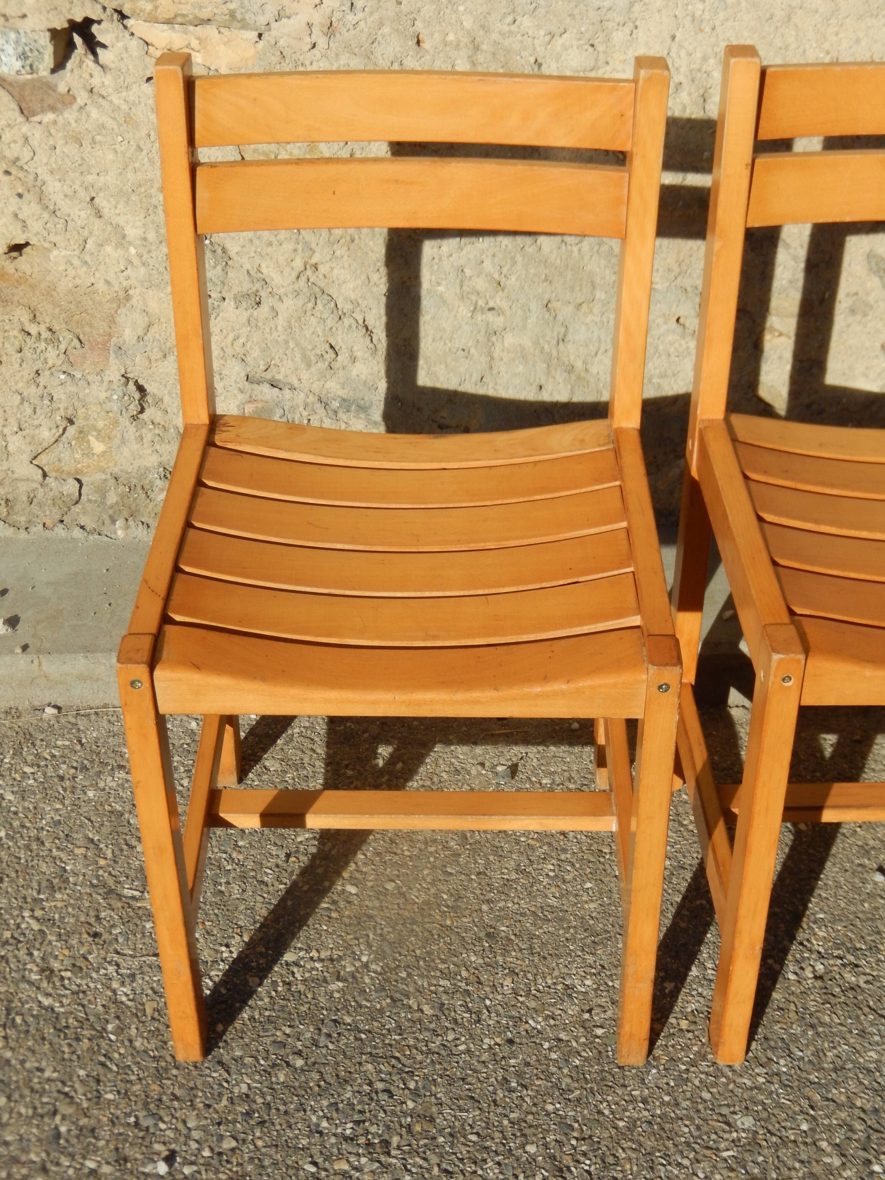 4 wooden chairs in Scandinavian style by André Sornay - dlg de Regain / Perriand