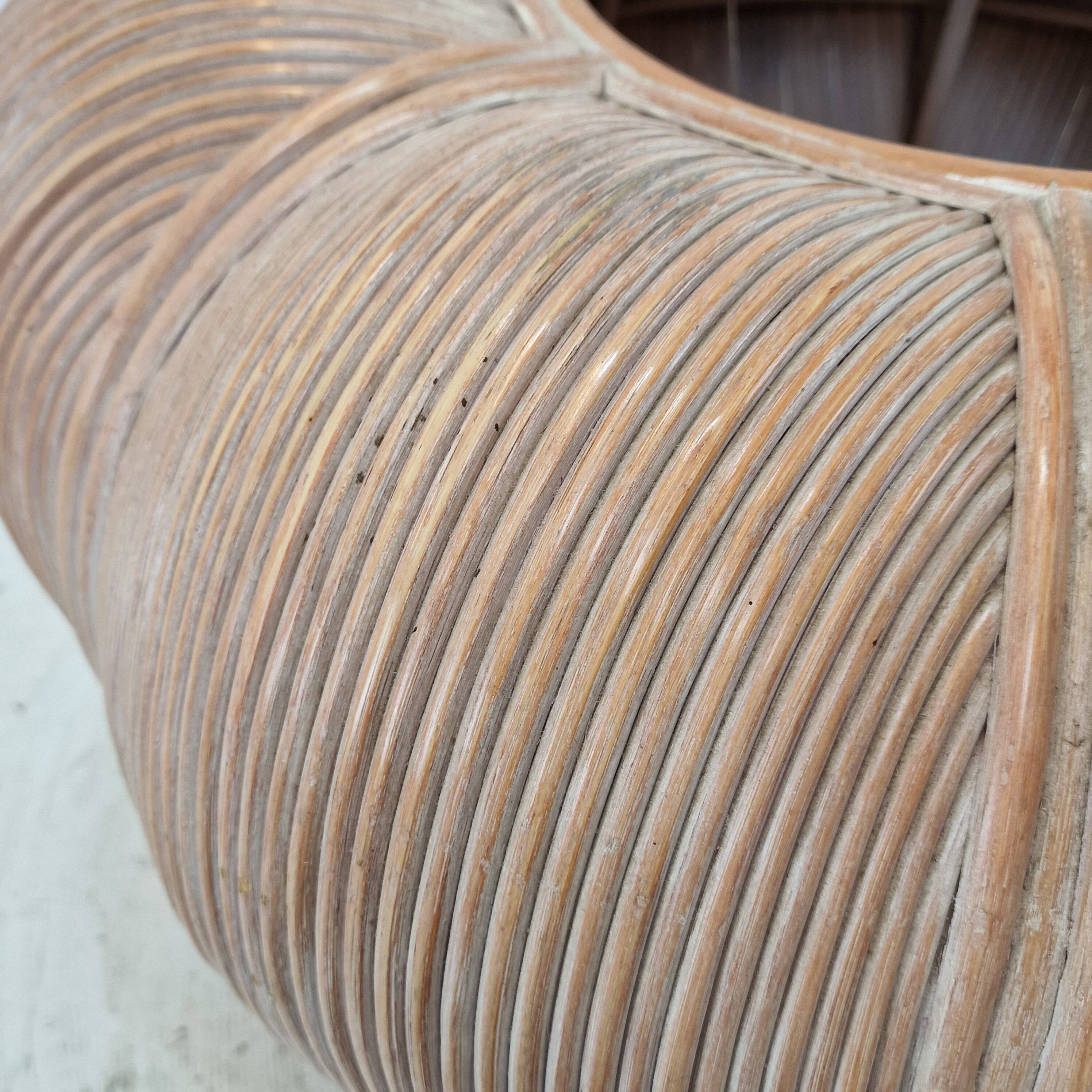 Large Bamboo and Rattan Flowerpot or Planter, France 1970's