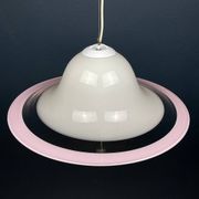 White and pink Murano glass pendant lamp, Italy, 1970s.