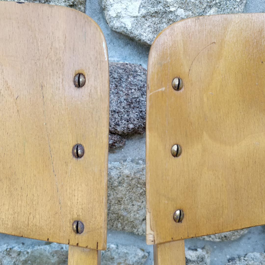 Four 60s wooden Stella chairs