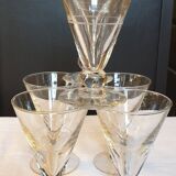 Five art deco glasses