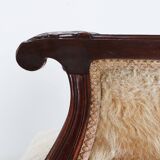 Set early Empire solid mahogany wood and sheepskin armchairs, 1820s