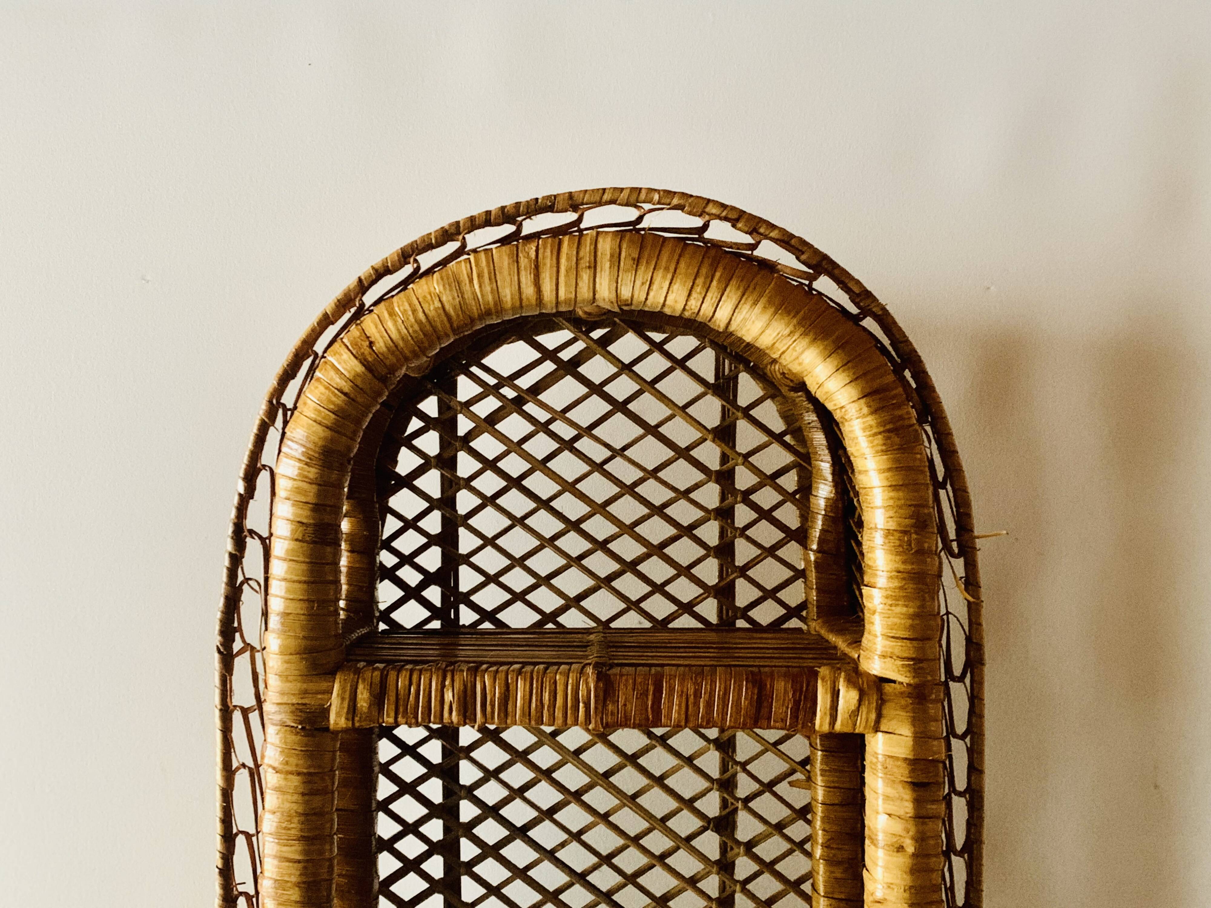 Vintage rattan and wicker shelf