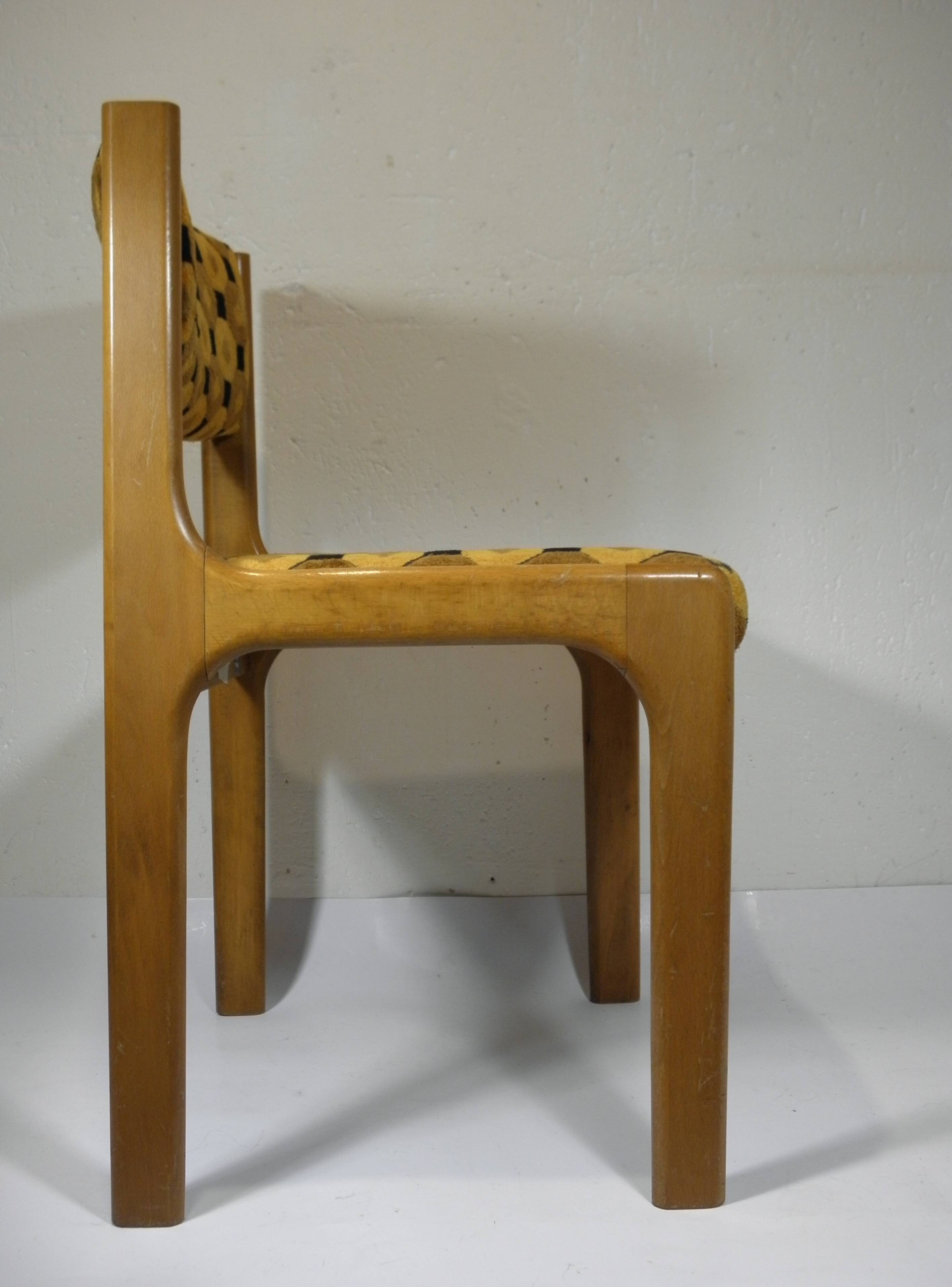 CHAISE BOIS et TISSU années 70