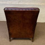 Antique Leather Club Chair, Normandy Model, Circa 1920's