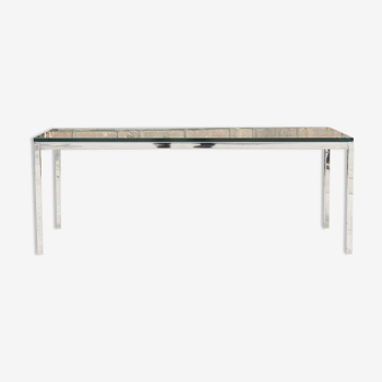 Table basse vintage par Florence Knoll en chrome et verre, Knoll Inc. 1954