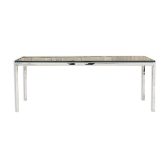 Vintage coffee table by Florence Knoll in chrome and glass, Knoll Inc. 1954