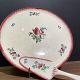 Pie tray with pie shovel in Gien earthenware, Lorraine décor