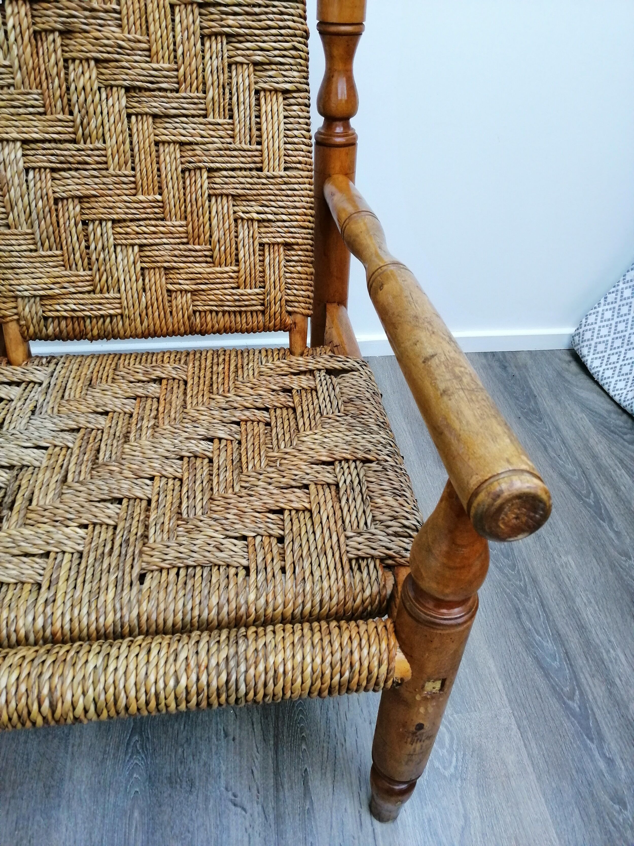 Fauteuil bois et corde années 50
