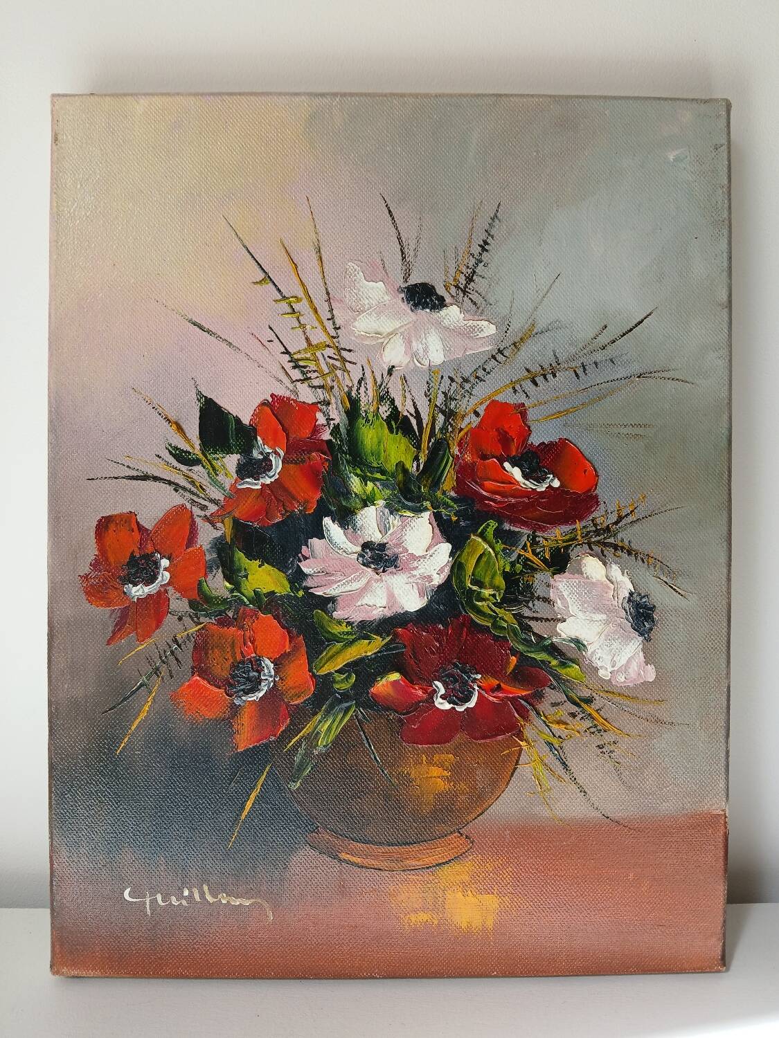 Painting bouquet of anemone flowers