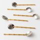 Two-Tone Gucci Bamboo Spoons Set - Gold-Plated Handles, Silver Bowls, Vintage 1970s Mid-Century Design