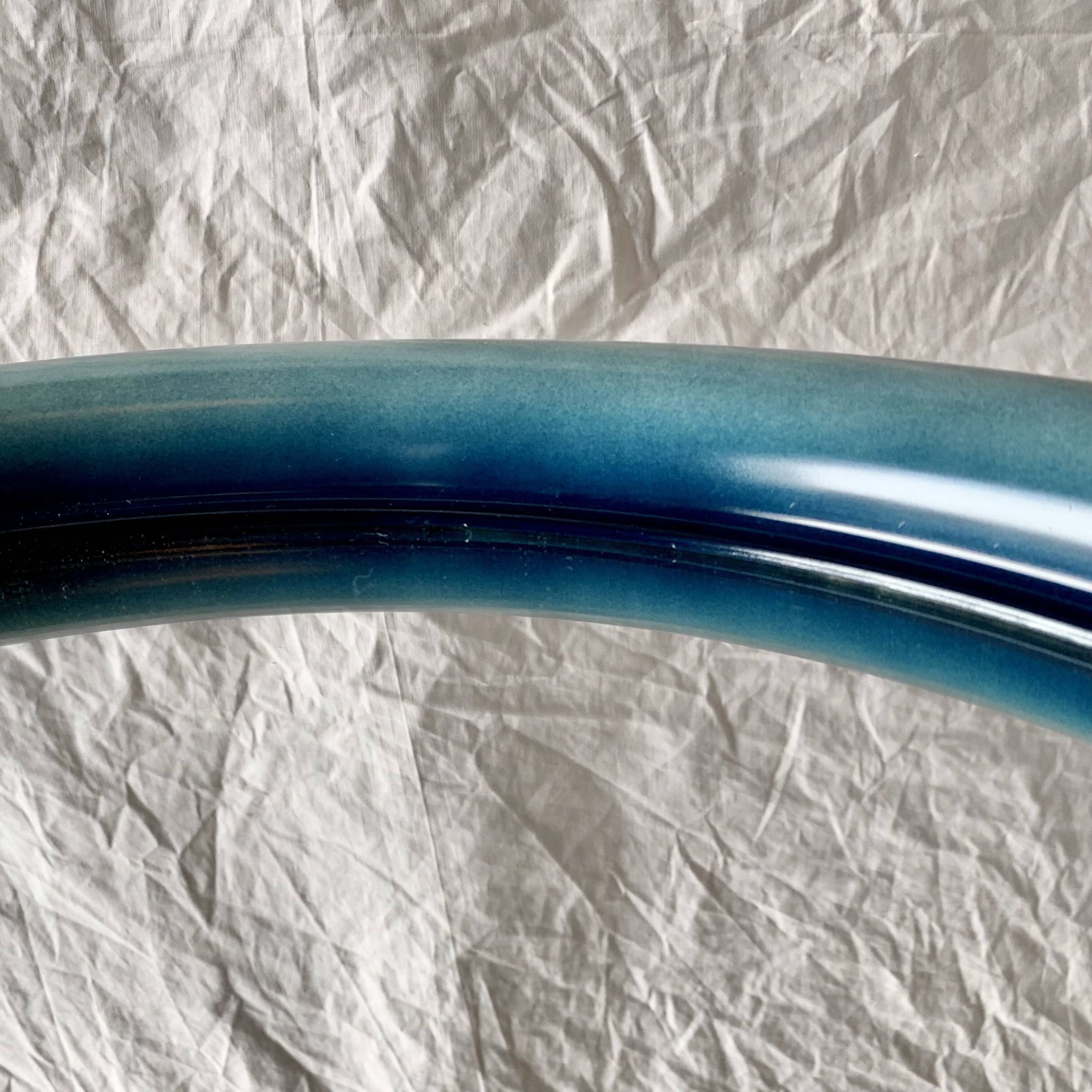 Vintage round wall mirror in blue painted plastic - diameter: 52 cm