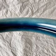 Vintage round wall mirror in blue painted plastic - diameter: 52 cm