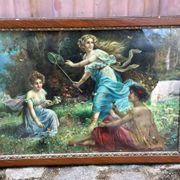 Tableau lithographie scène bucolique du XXème siècle