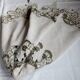 Antique linen tablecloth embroidery Richelieu scalloped linen centerpiece 128 cm