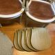6 chaises 2 fauteuils en cannage, de style L.XVI , peint vert clair