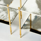 Paire de tables bouts canapé laiton chrome miroir