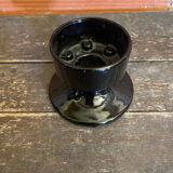 Vintage 1970s Black Opaline Space Age Candle Holder