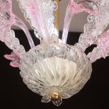 Charming Vintage Pink Flowers Murano Chandelier, 1970