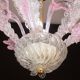 Charming Vintage Pink Flowers Murano Chandelier, 1970