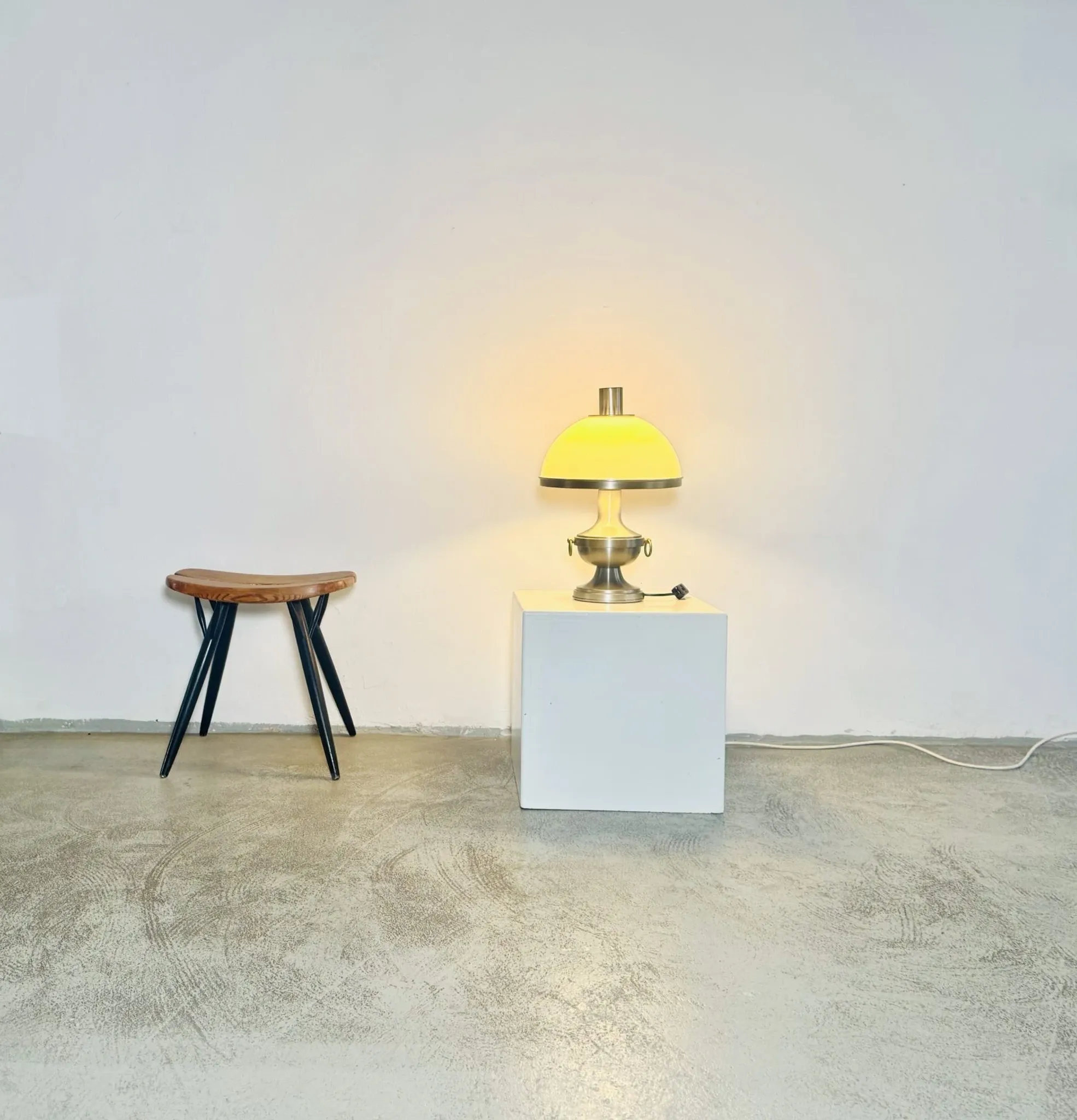 Metal Mushroom Table Lamp By Dijkstra Lampen, The Netherlands, 1960S