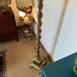 Vintage floor lamp, maximalist style, striped lampshade