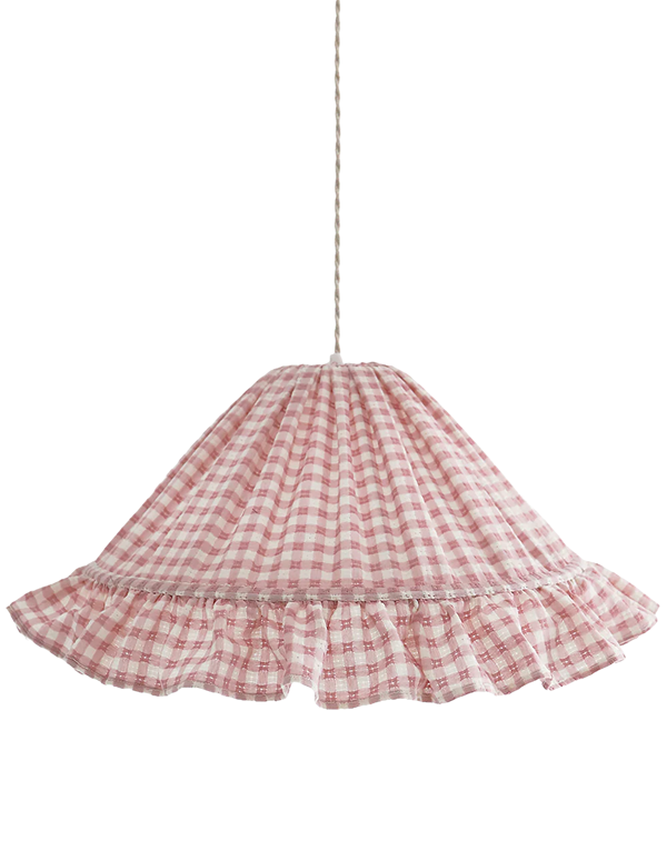 Suspension textile conique avec volant Emilia ''petits carreaux rose
