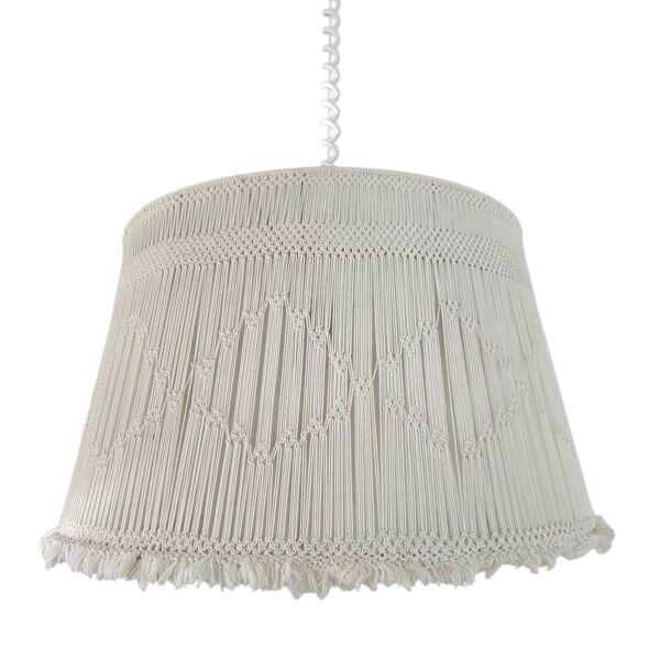 Grande suspension en macramé années 1970 / hauteur réglable