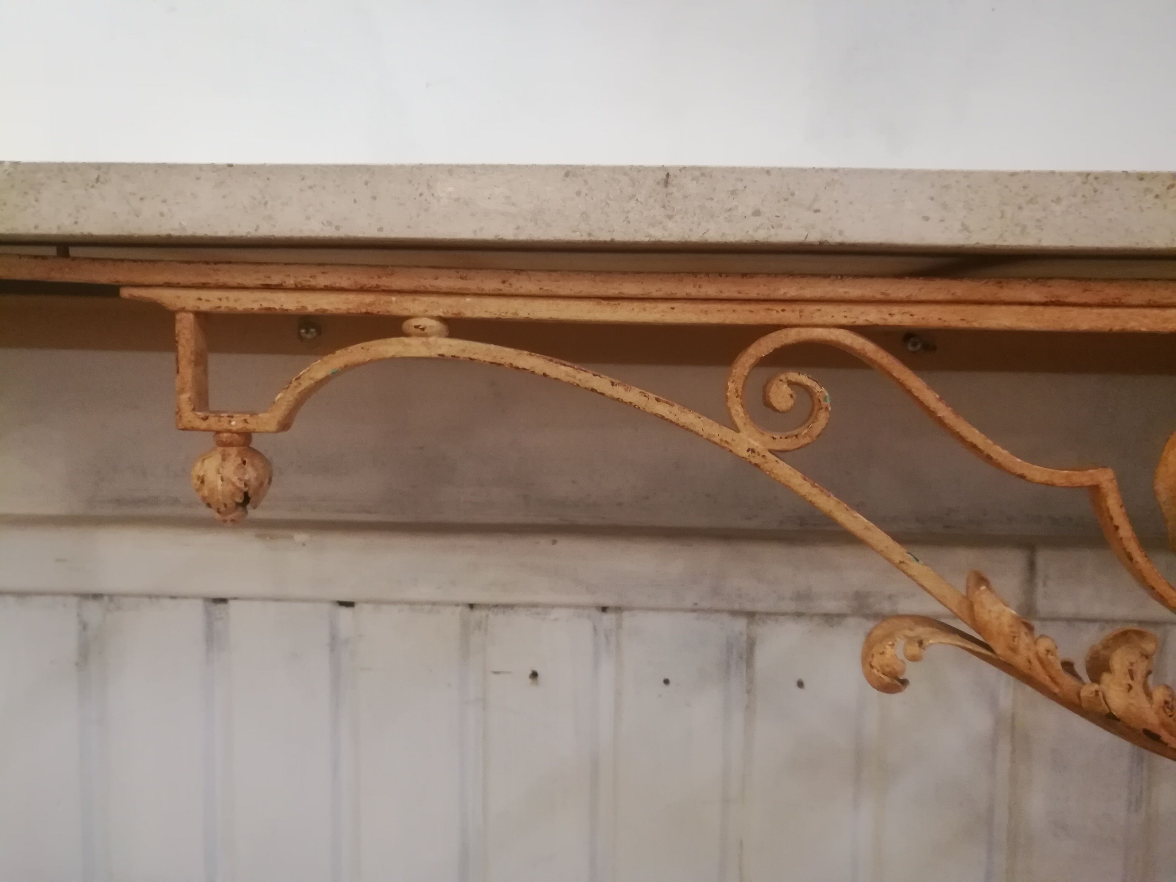Wrought iron and marble wall console