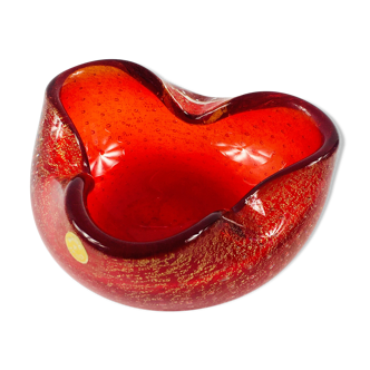 Bullicante Murano Glass Bowl or Ashtray with Gold Flecks from Barovier & Toso, Italy, 1950s