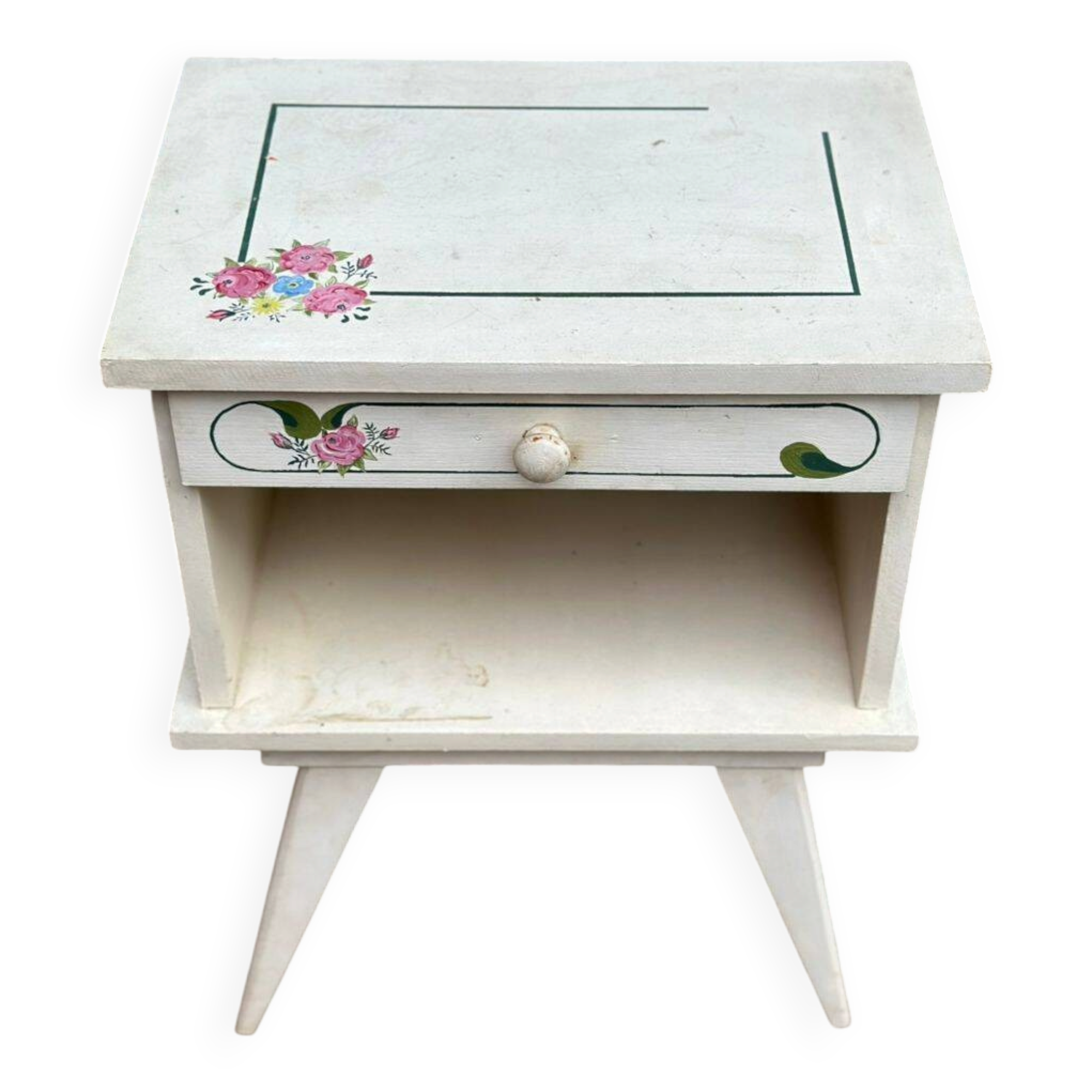 1960s white vintage bedside table