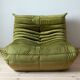 Togo set of corner armchair and  lounge in olive green velvet