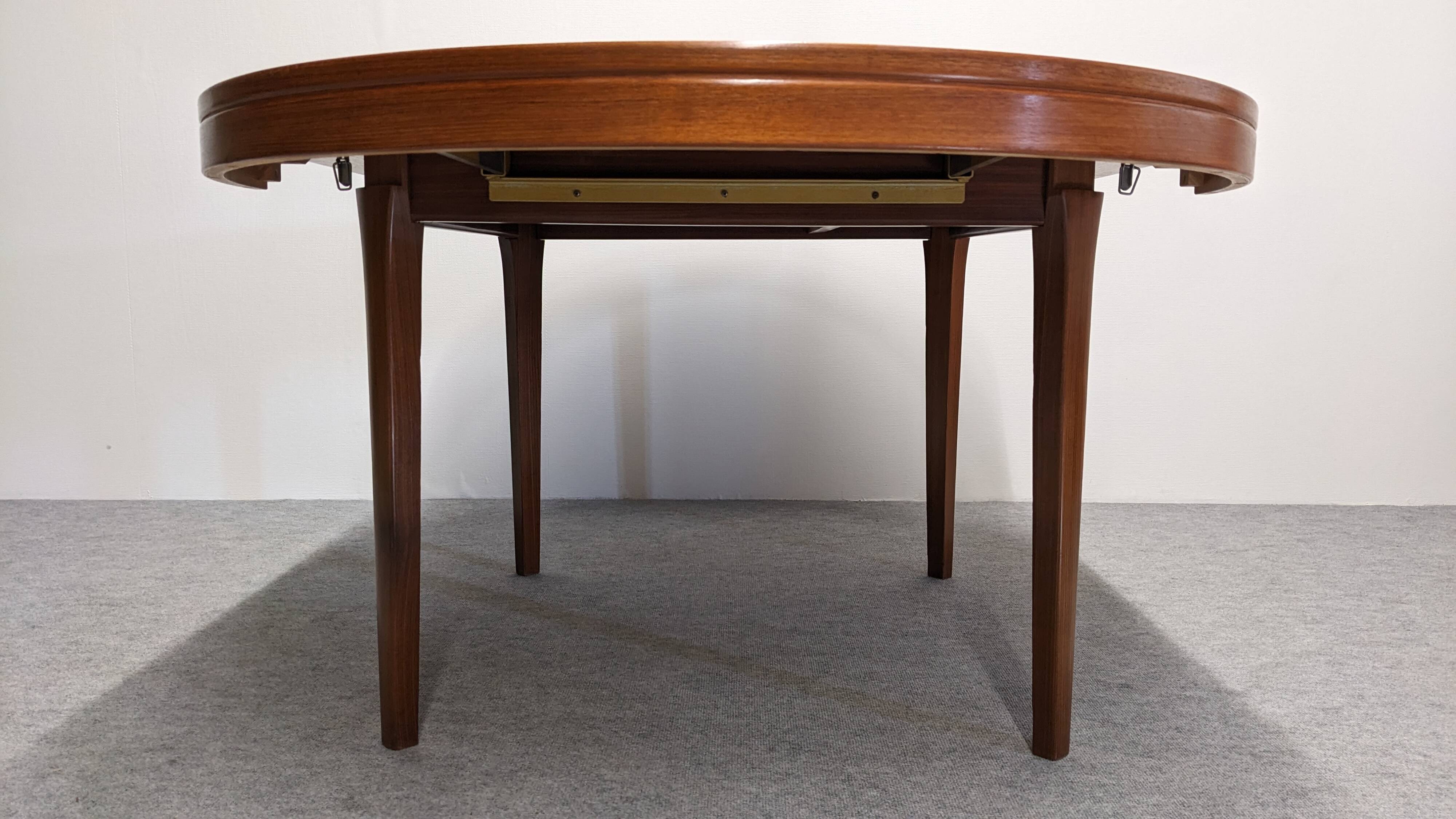 Table ronde extensible scandinave en teck années 60/70