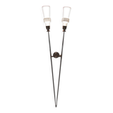 Double wall light in brass and opaline glass, 1960