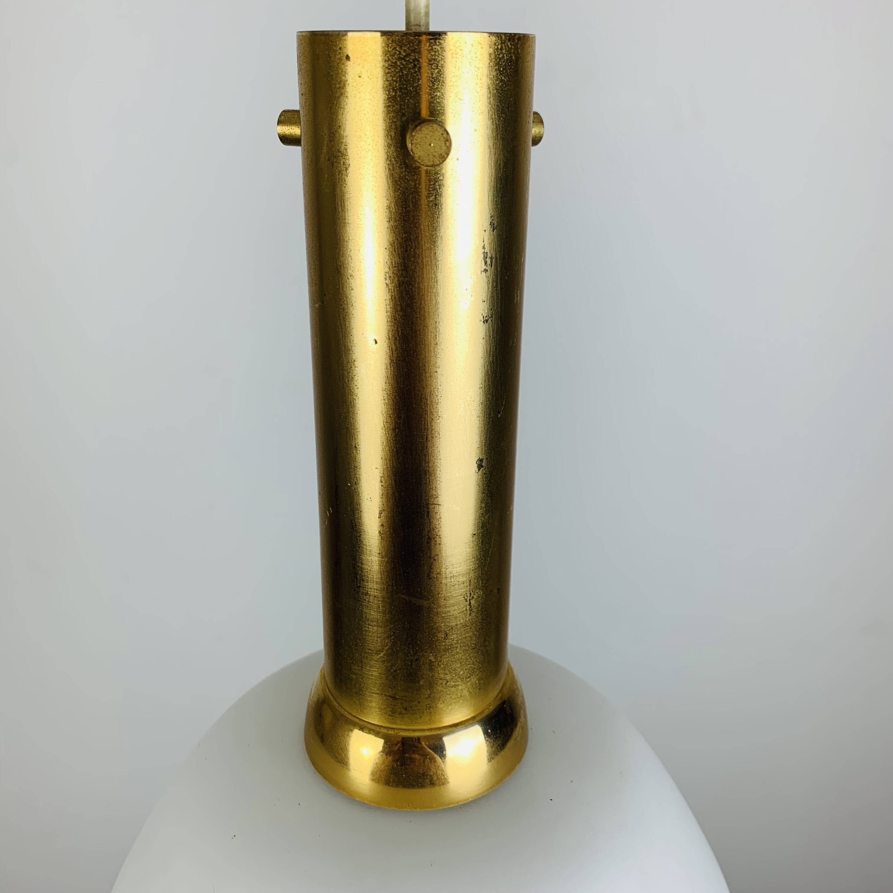 Scandinavian opaline brass suspension from the 1960s.