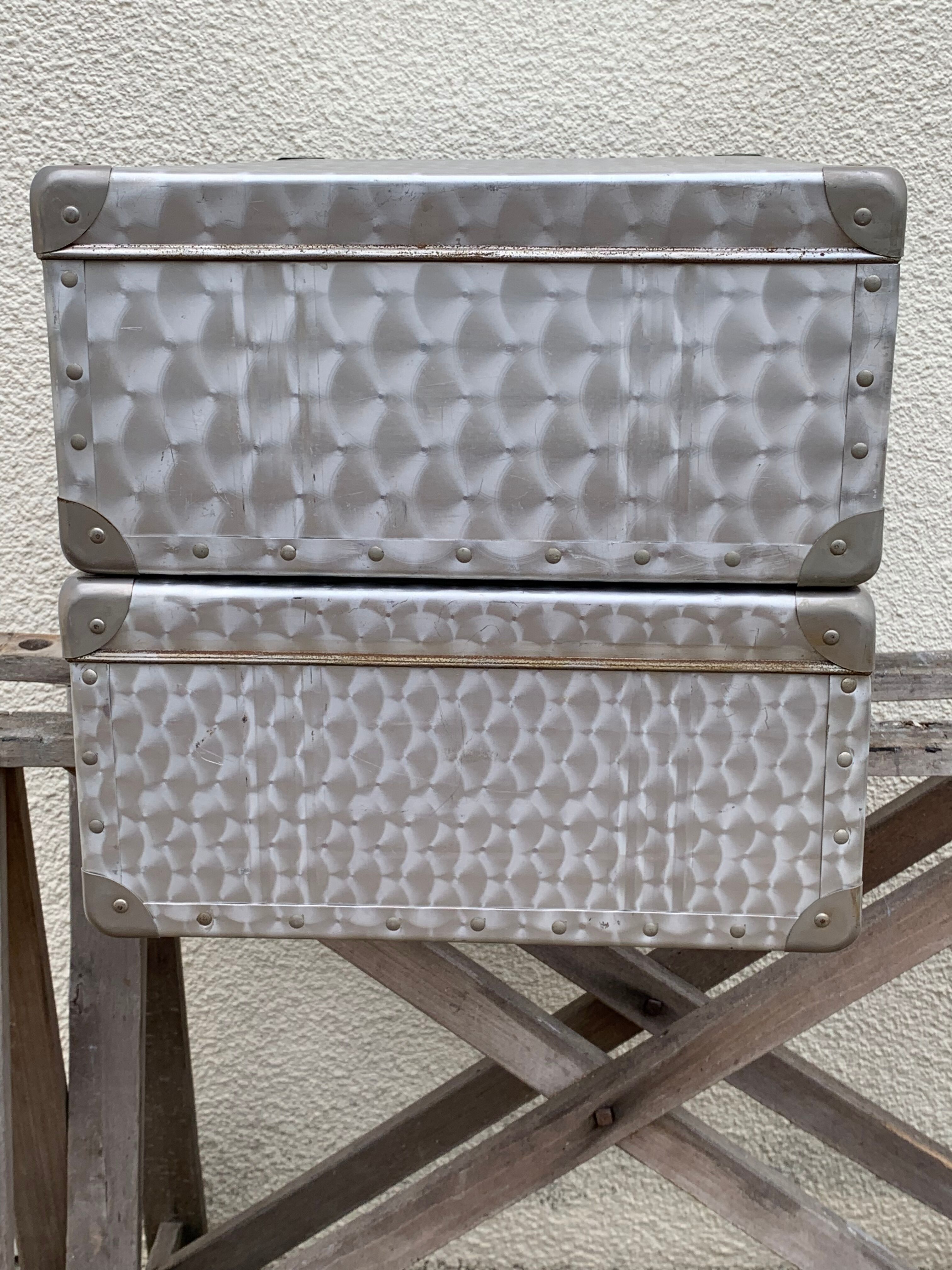 Vintage aluminum suitcases 1950