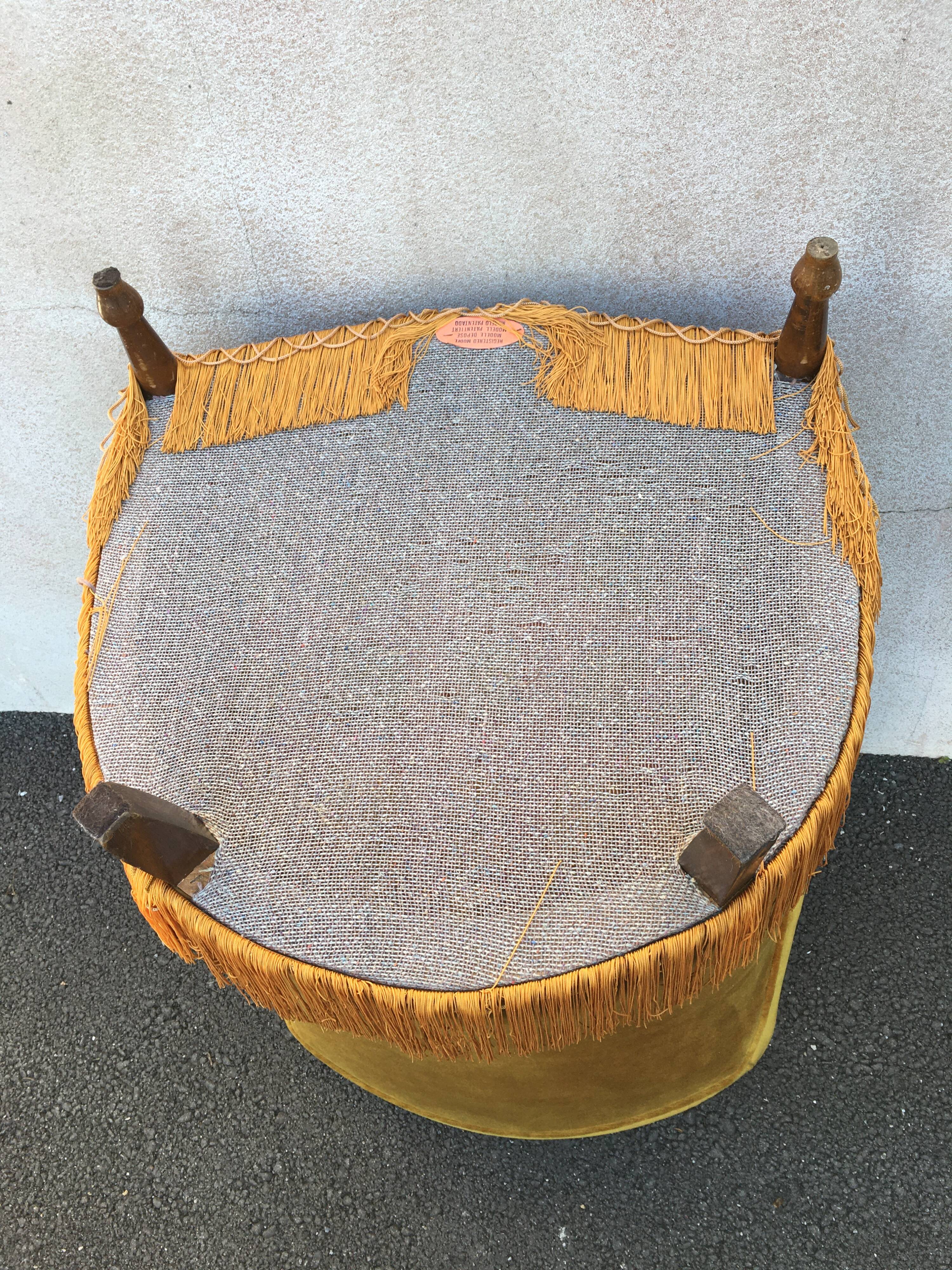 Vintage toad chair velvet gold