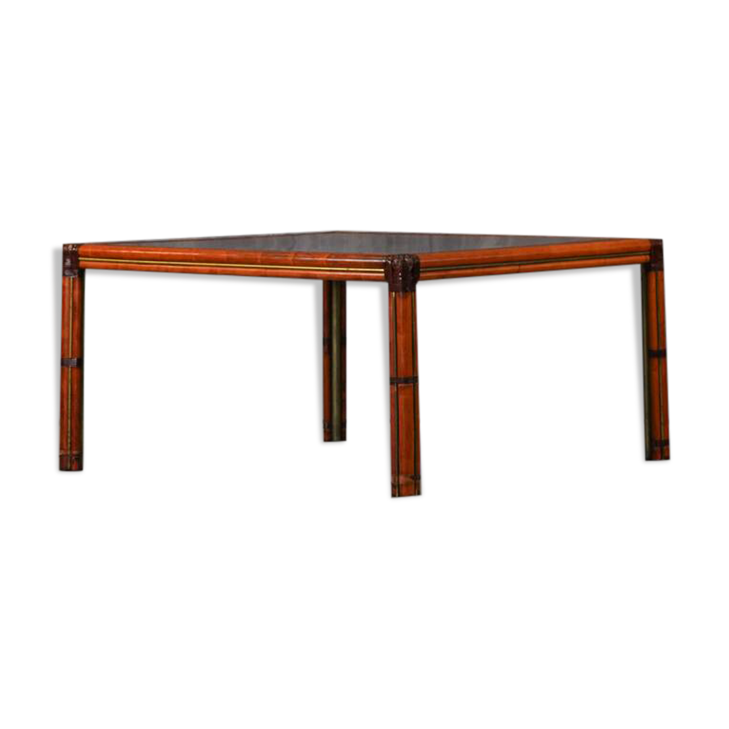Table à manger carrée vintage en frêne de burl par Alberto Smania pour Studio Smania Interni, Italie, années 1960.