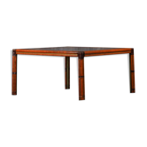 Vintage Italian square dining table in burl elm by Alberto Smania for Studio Smania Interni, Italy 1960s
