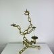 Brutalist candle holder, wrought iron, chain links, gold patina.